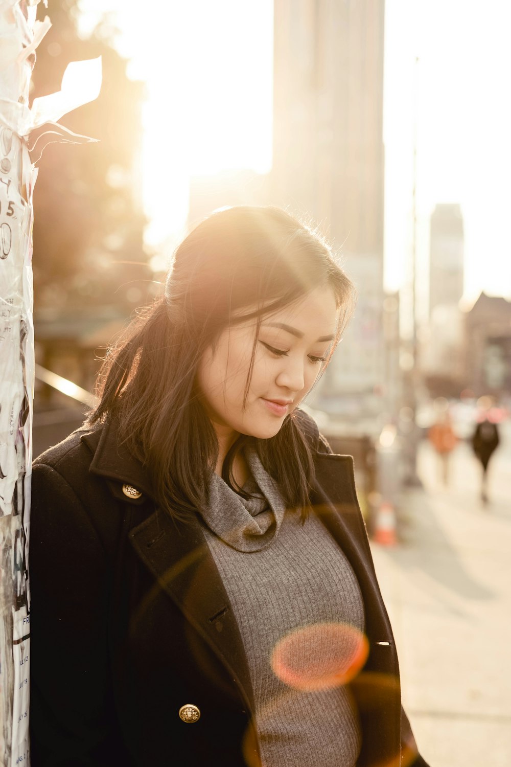 woman looking down