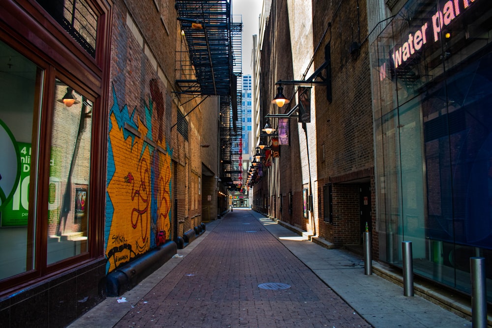 pathway between buildings