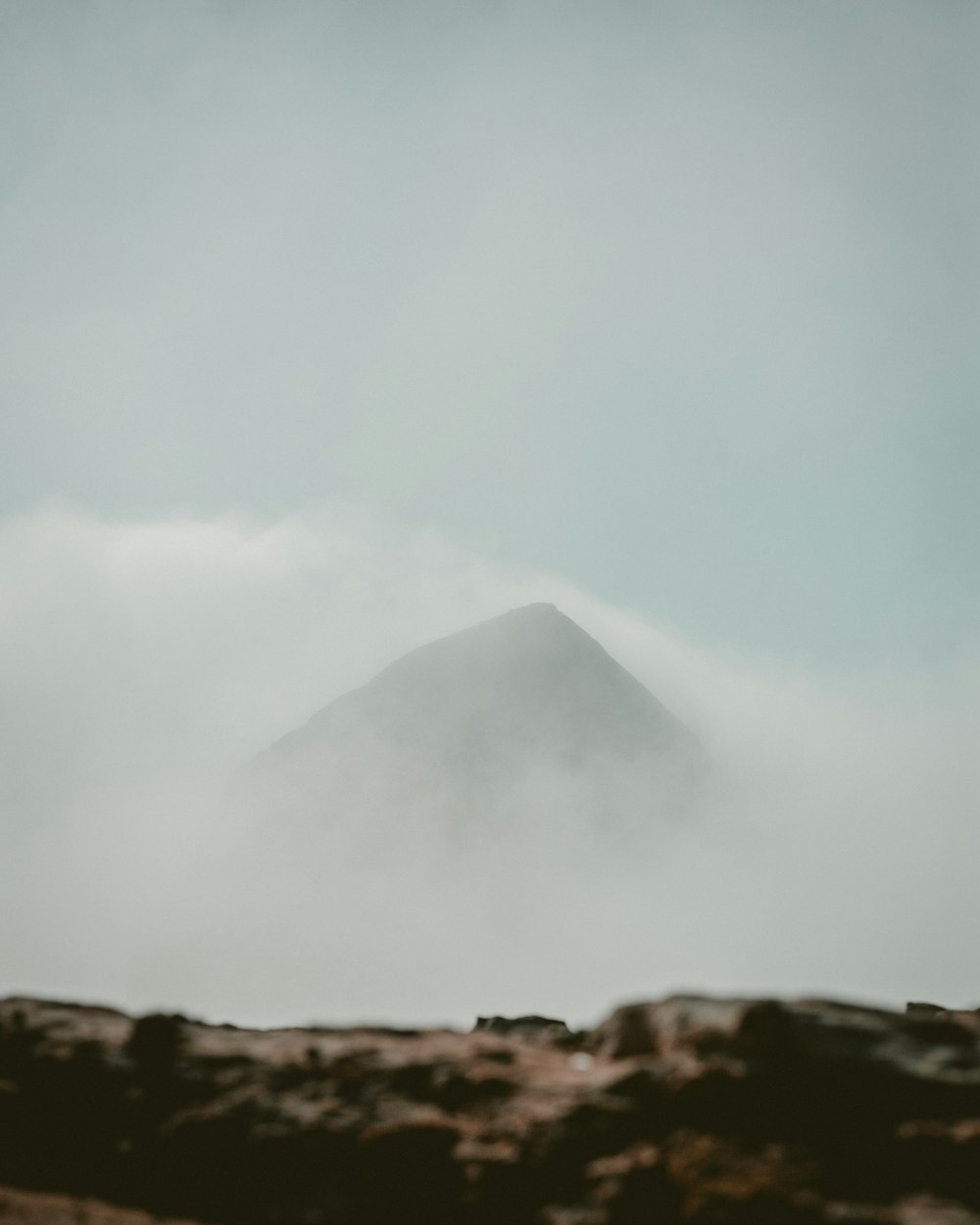 foggy view of a mountain