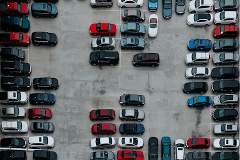 aerial photography of cars on parking lot