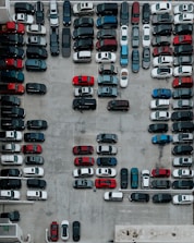 aerial photography of cars on parking lot