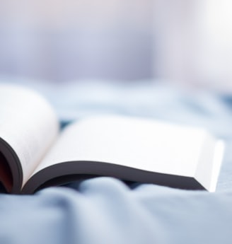 opened book on bed