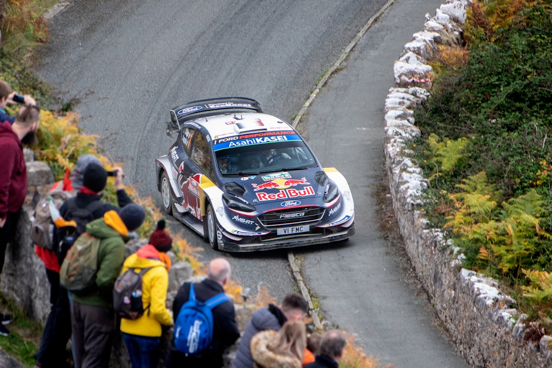 people watching passing race car