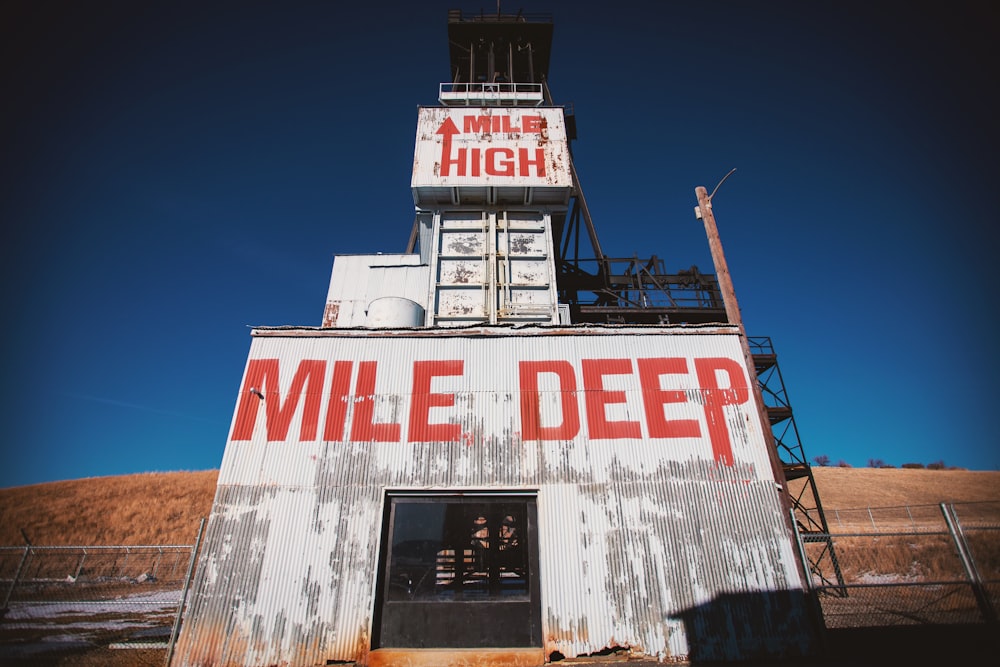 white mile deep labeled steel building