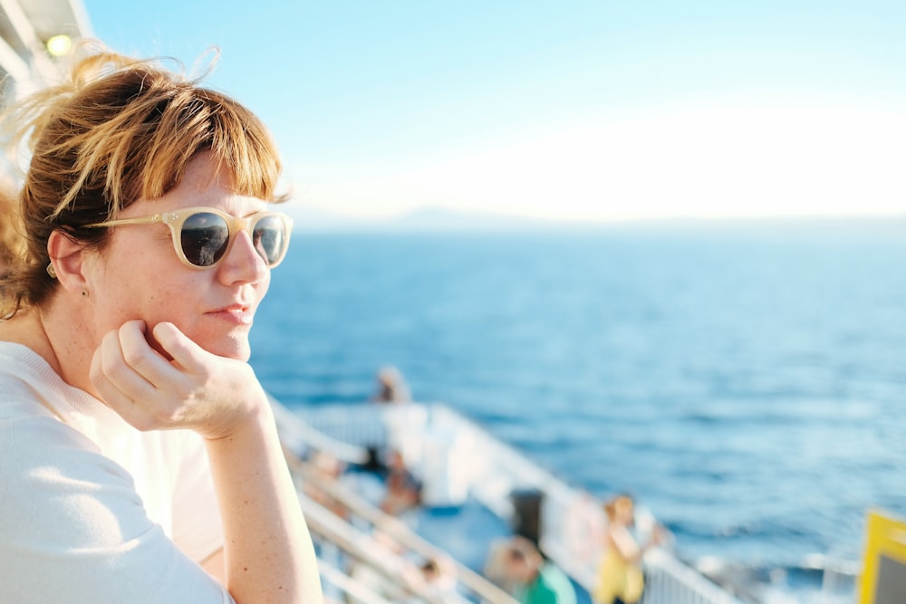 woman wearing white top