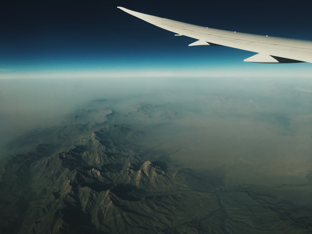 aerial photography of airplane wing