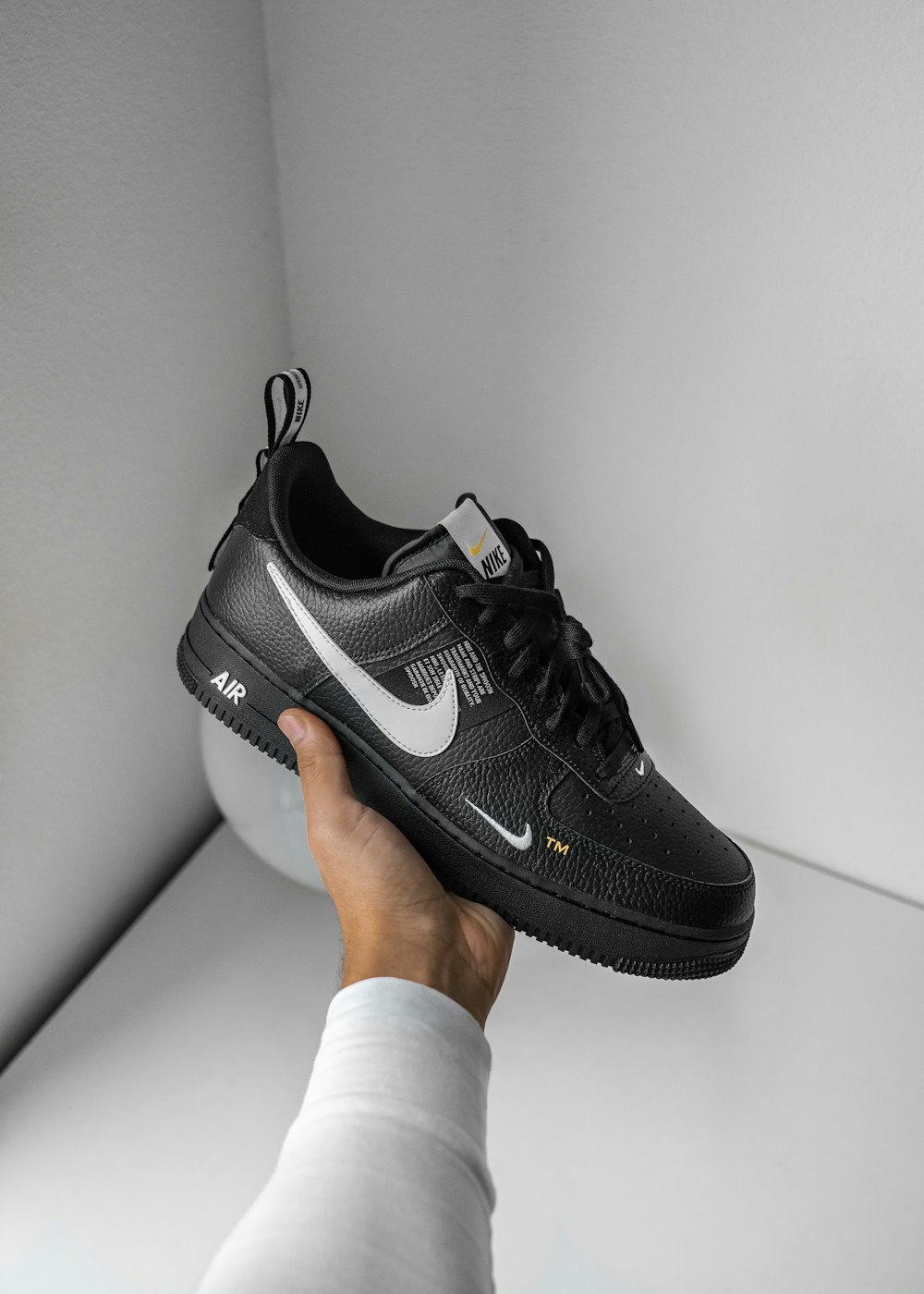 black and white Nike Air Force 1 sneaker