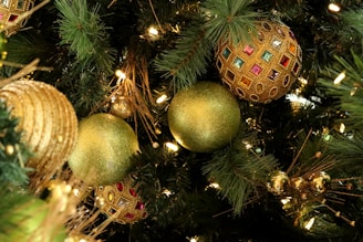 assorted-color Christmas baubles