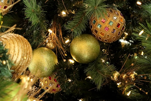 assorted-color Christmas baubles