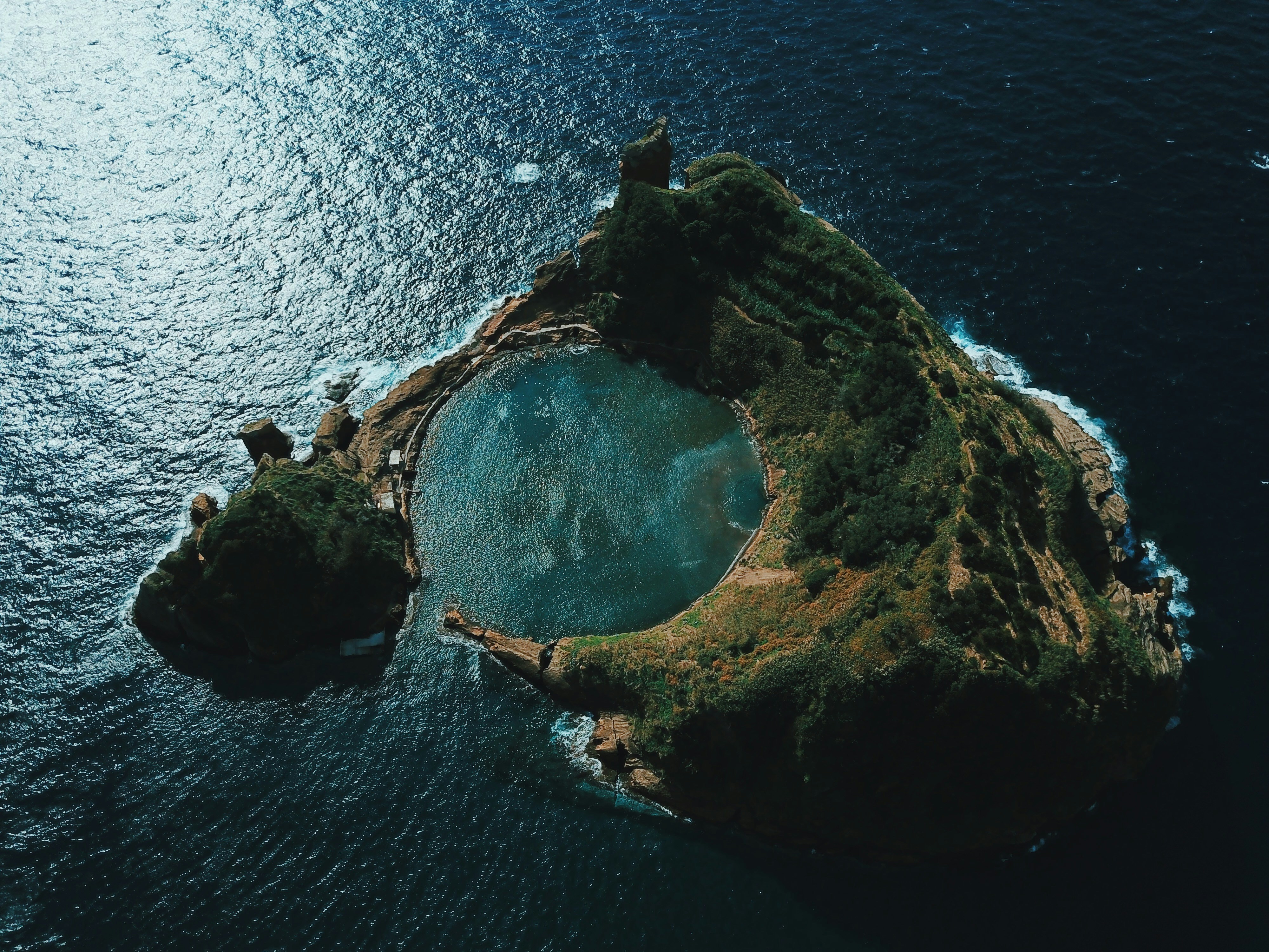 aerial photography of an island, 