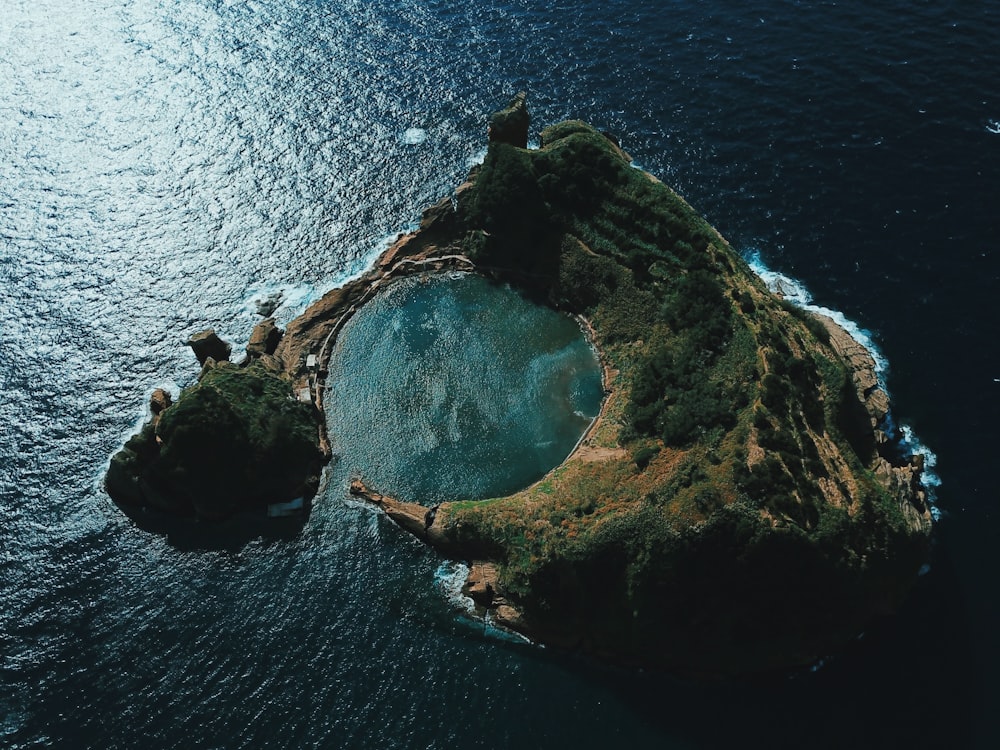 aerial photography of an island