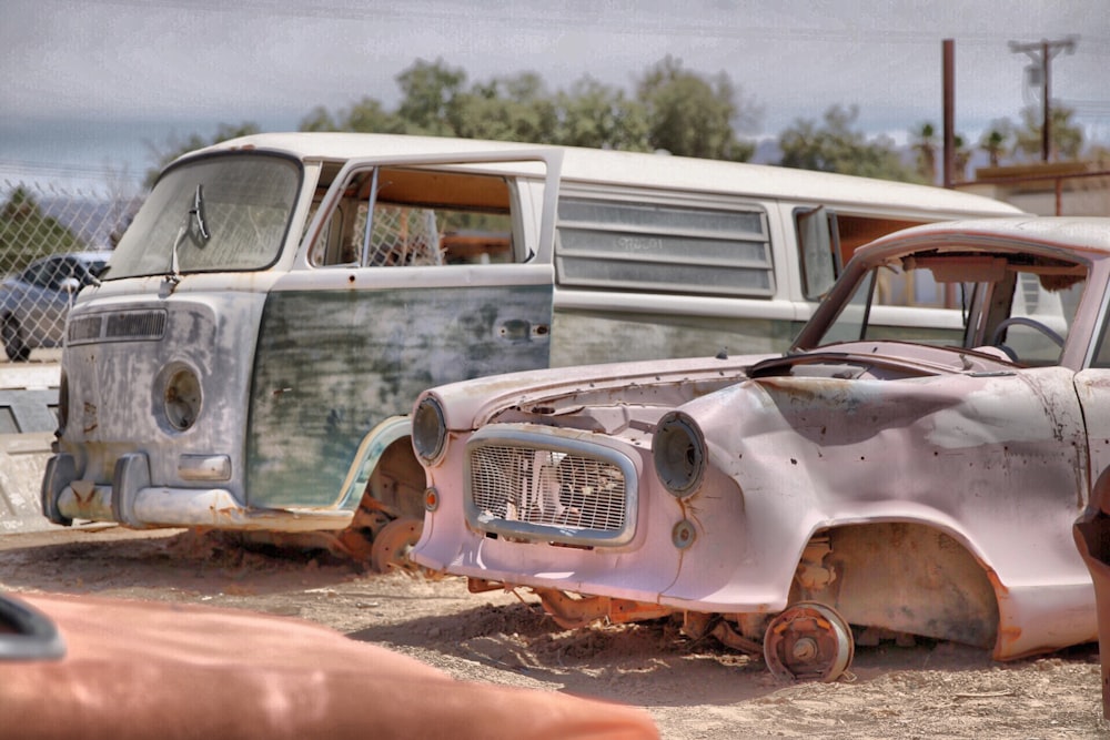 two wrecked van and car