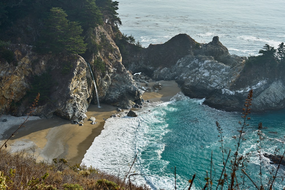 rocky mountain and sea