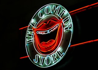 white the Comedy Store neon signage