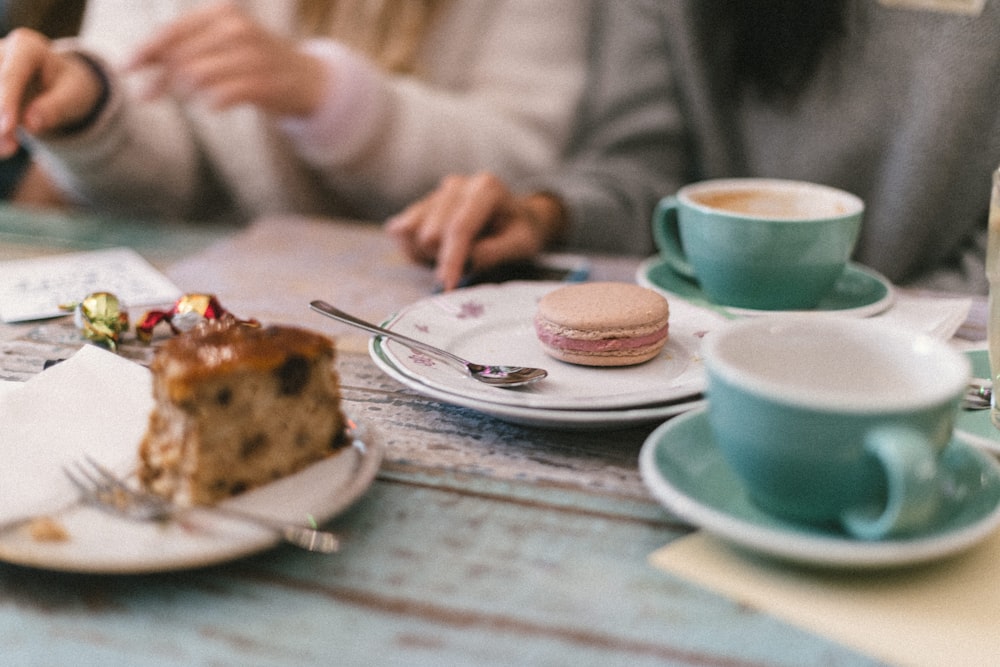 cake and macaroon on plate