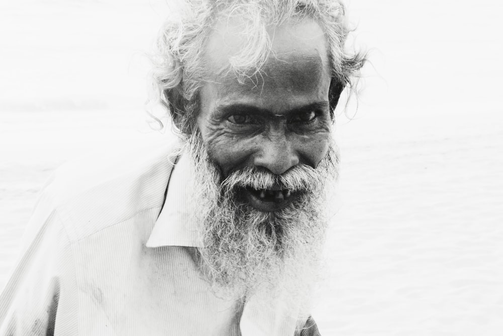 grayscale photography of man