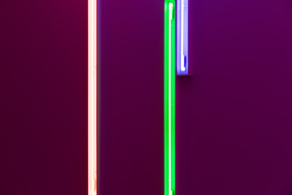 green, red, and purple lights