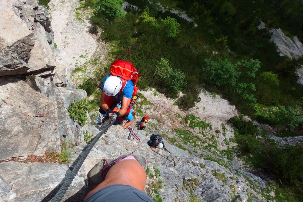 group of people mountain climbing