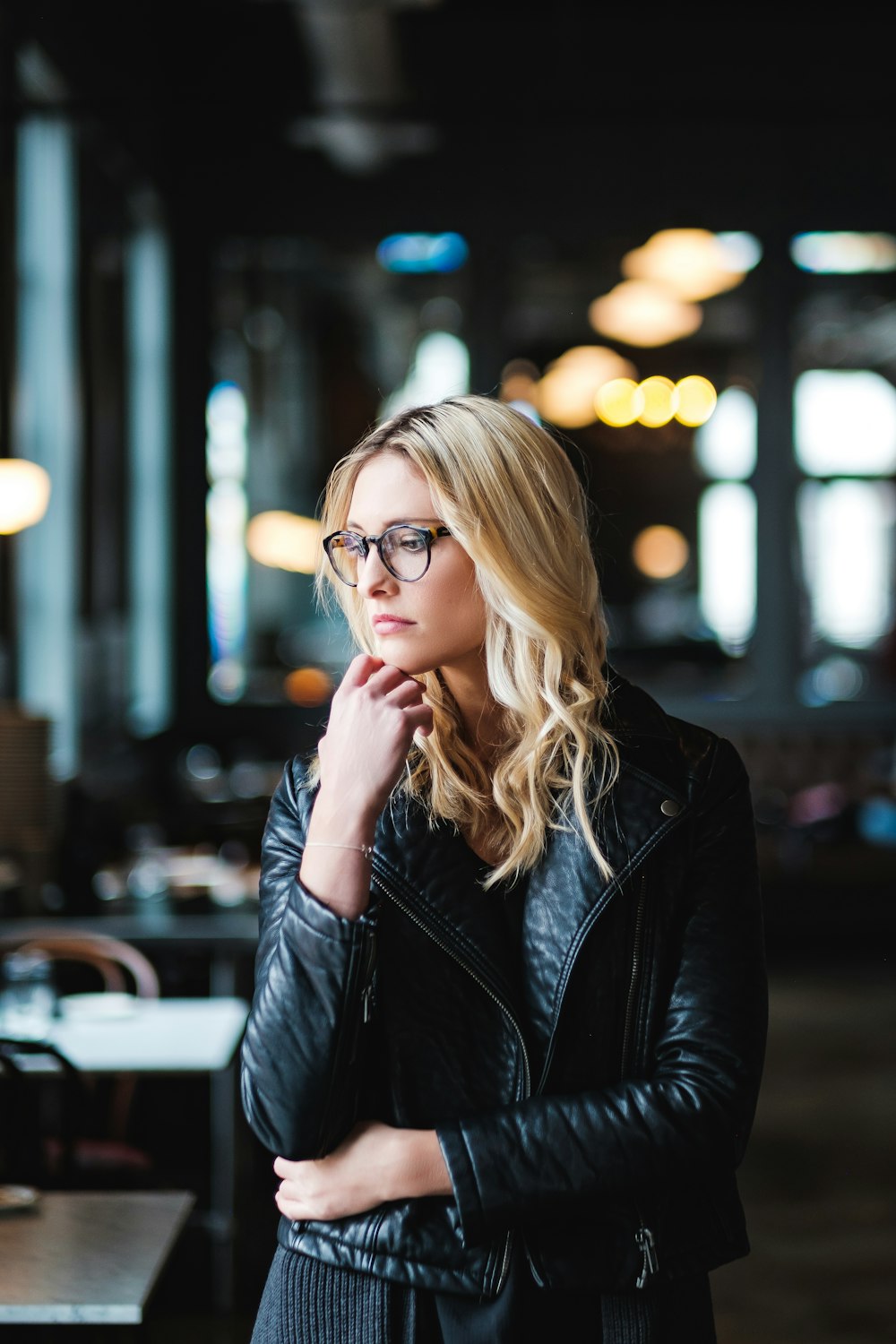 Thinking Emotional Beautiful Woman in Profile Looking Down with Stock Image  - Image of adult, female: 120138289