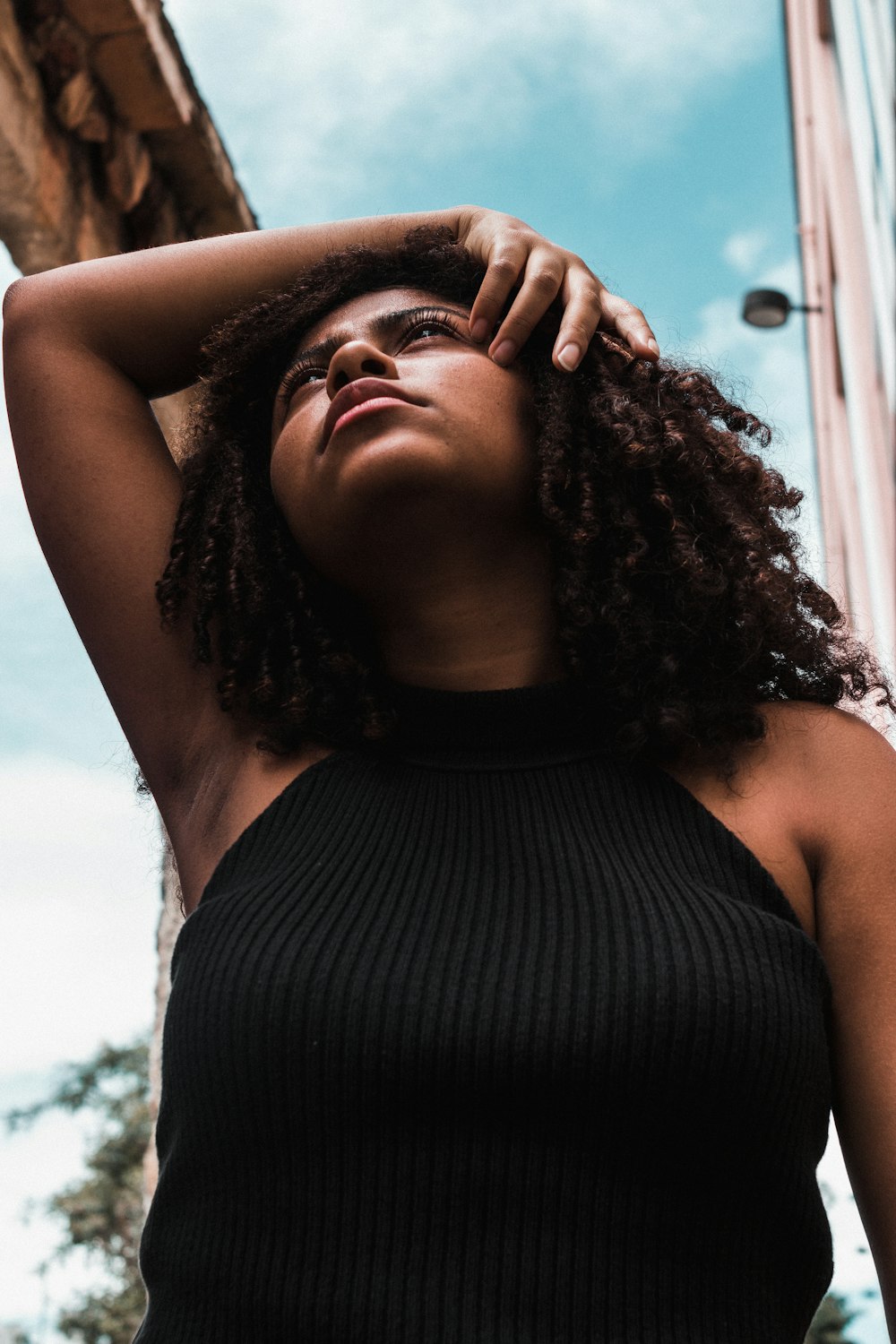 woman in black top