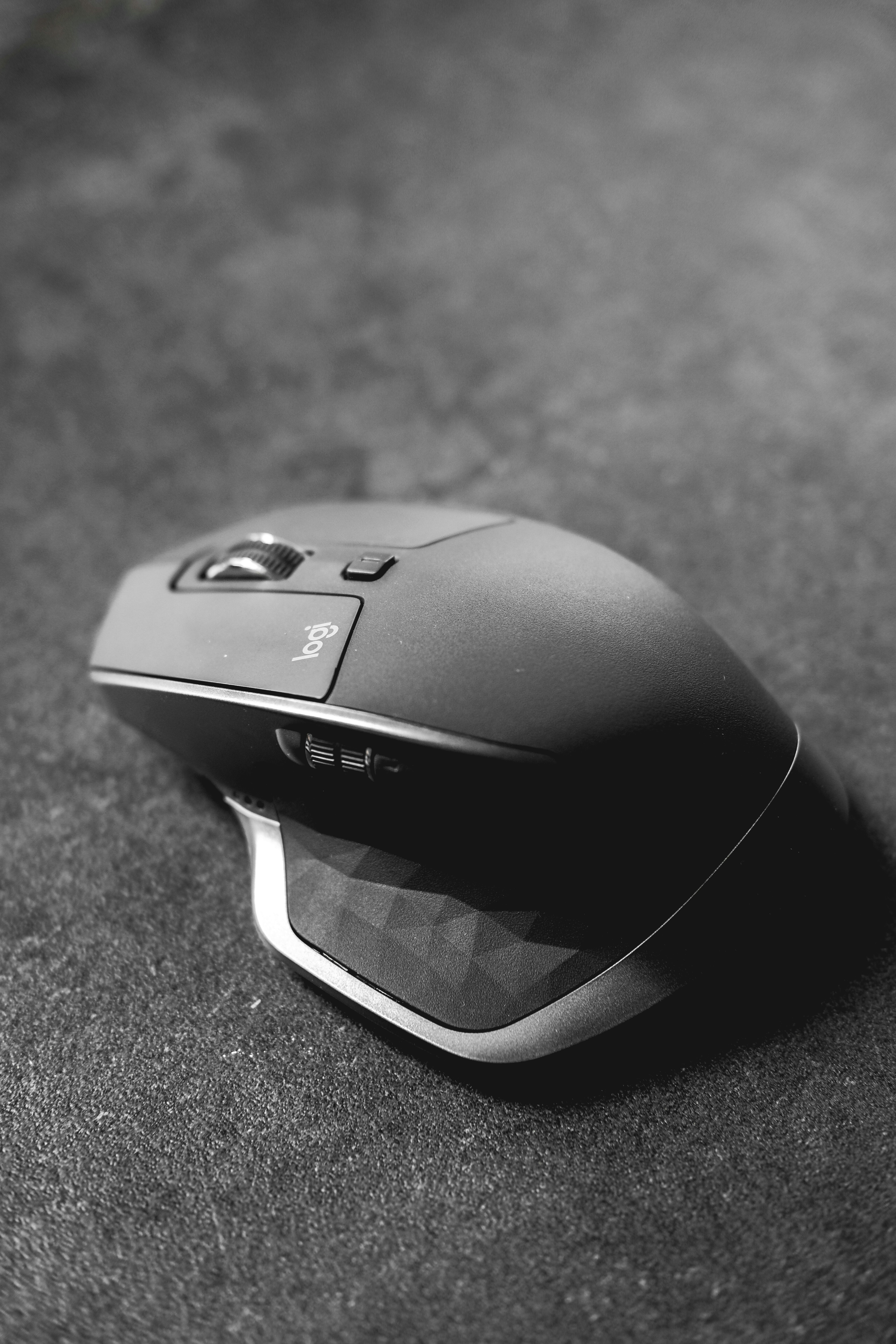 Grayscale photography of Logitech gaming mouse photo Free Grey Image