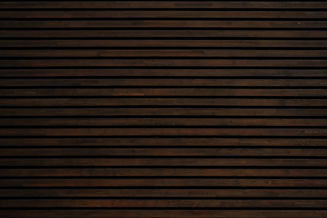 Dark-stained horizontal wood slats