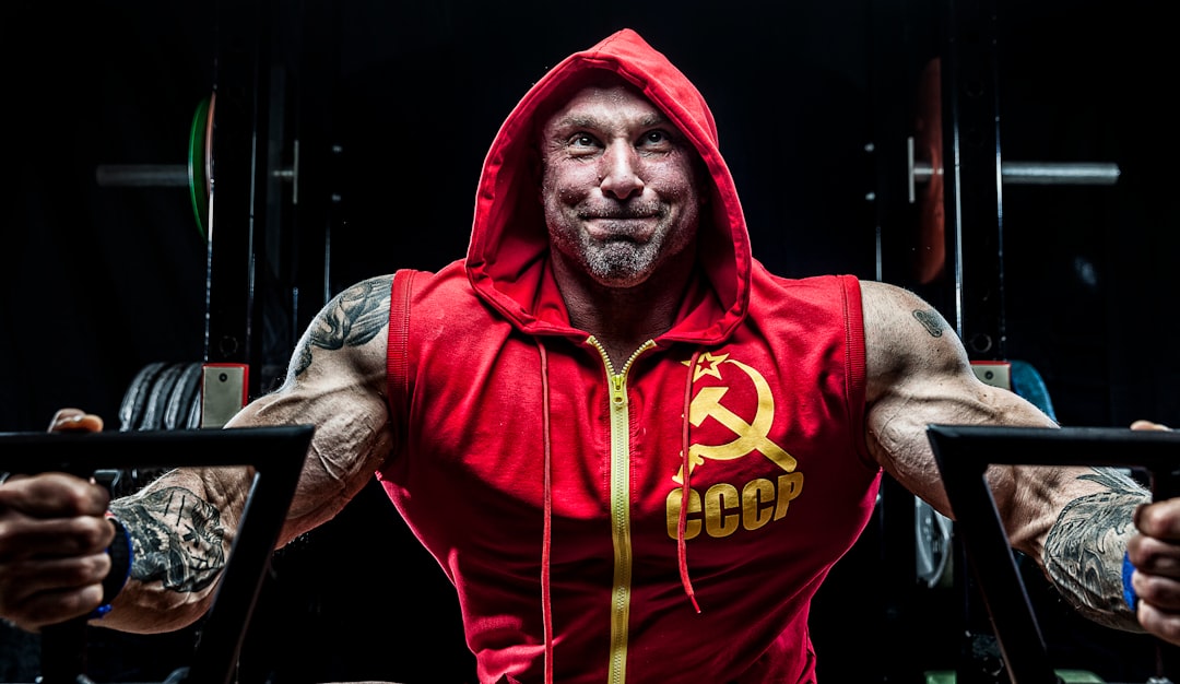 man in red and yellow CCCP hoodie