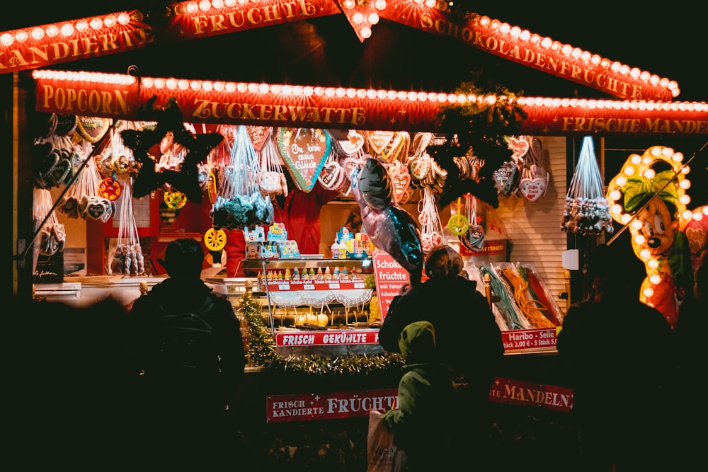 lighted store at night