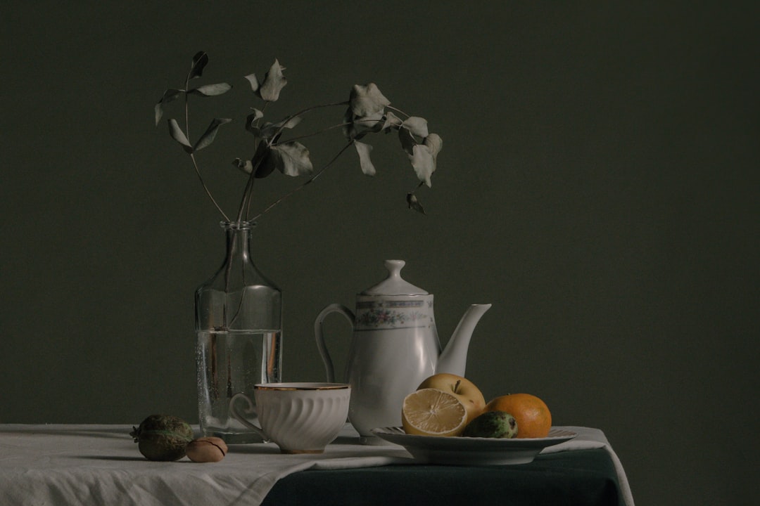 Teapot on a linen-dressed table