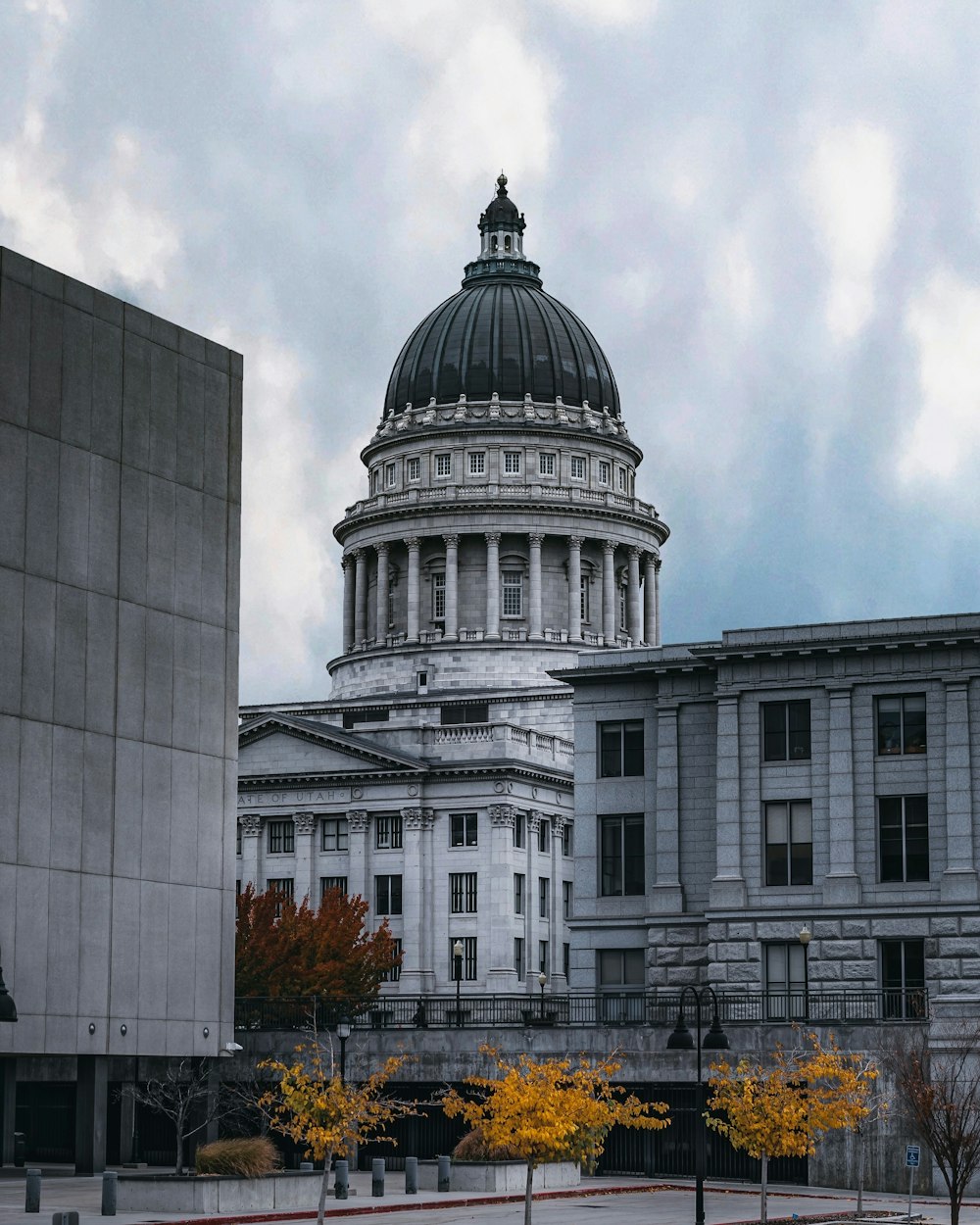 low angle photography of gray dome building