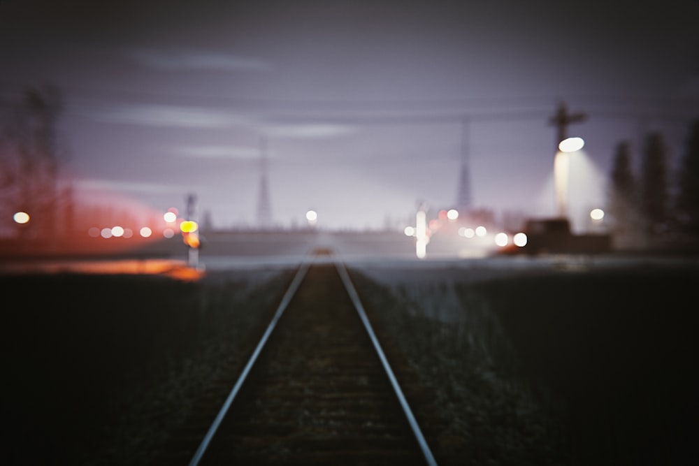 bokeh photography of railway