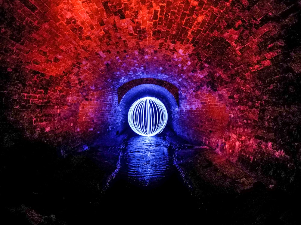 lighted ball inside tunnel