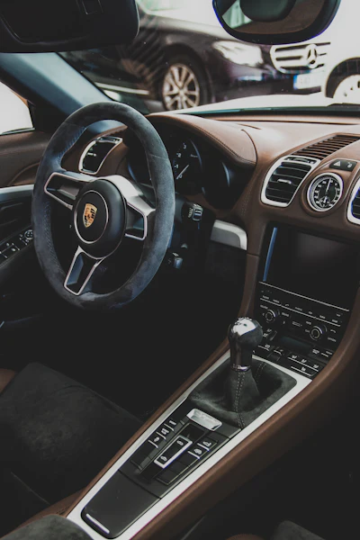 Black leather and hide cabin trim