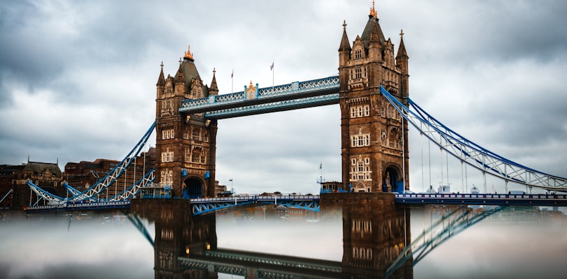 Tower bridge under gray sky