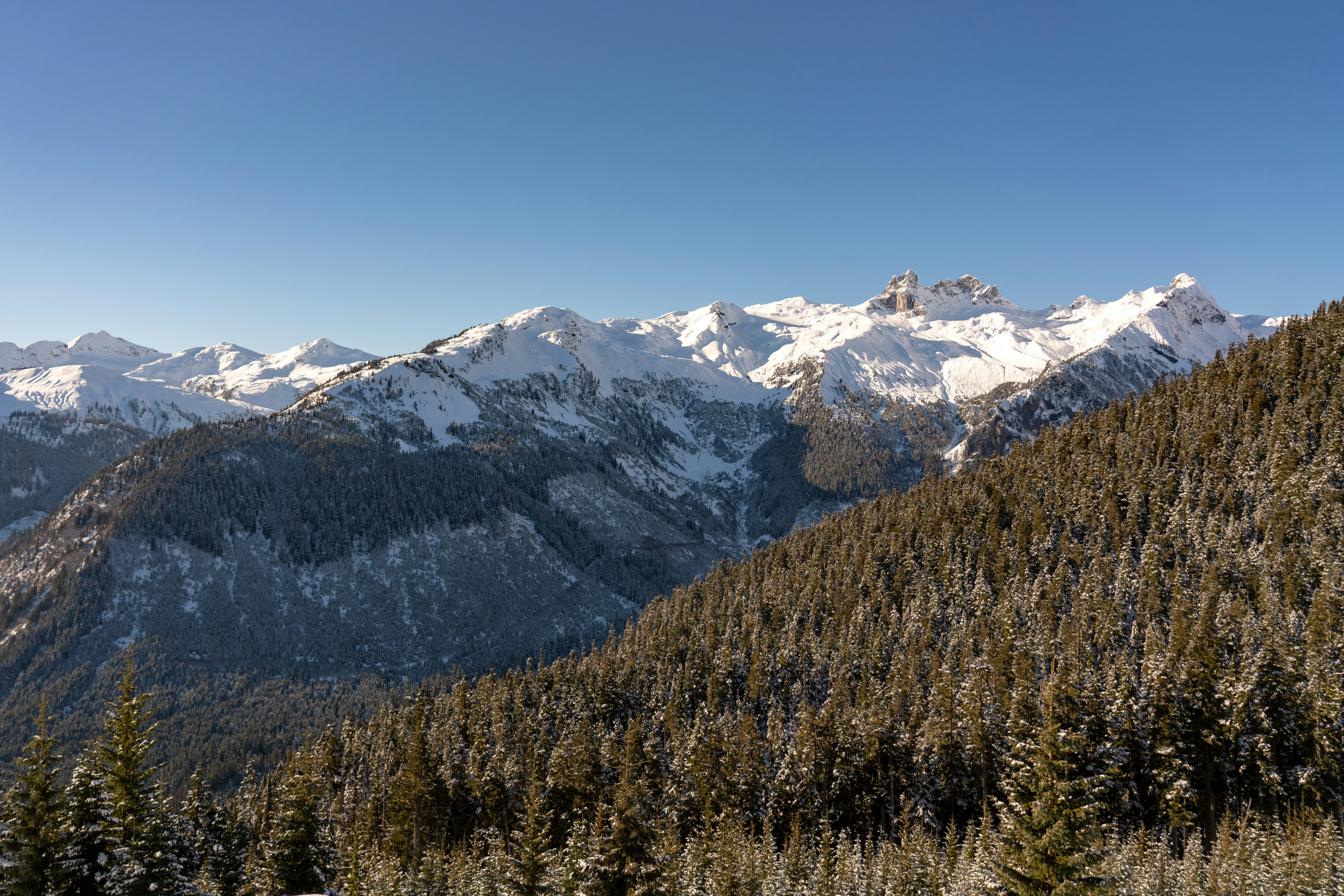 snowcapped mountain range, 