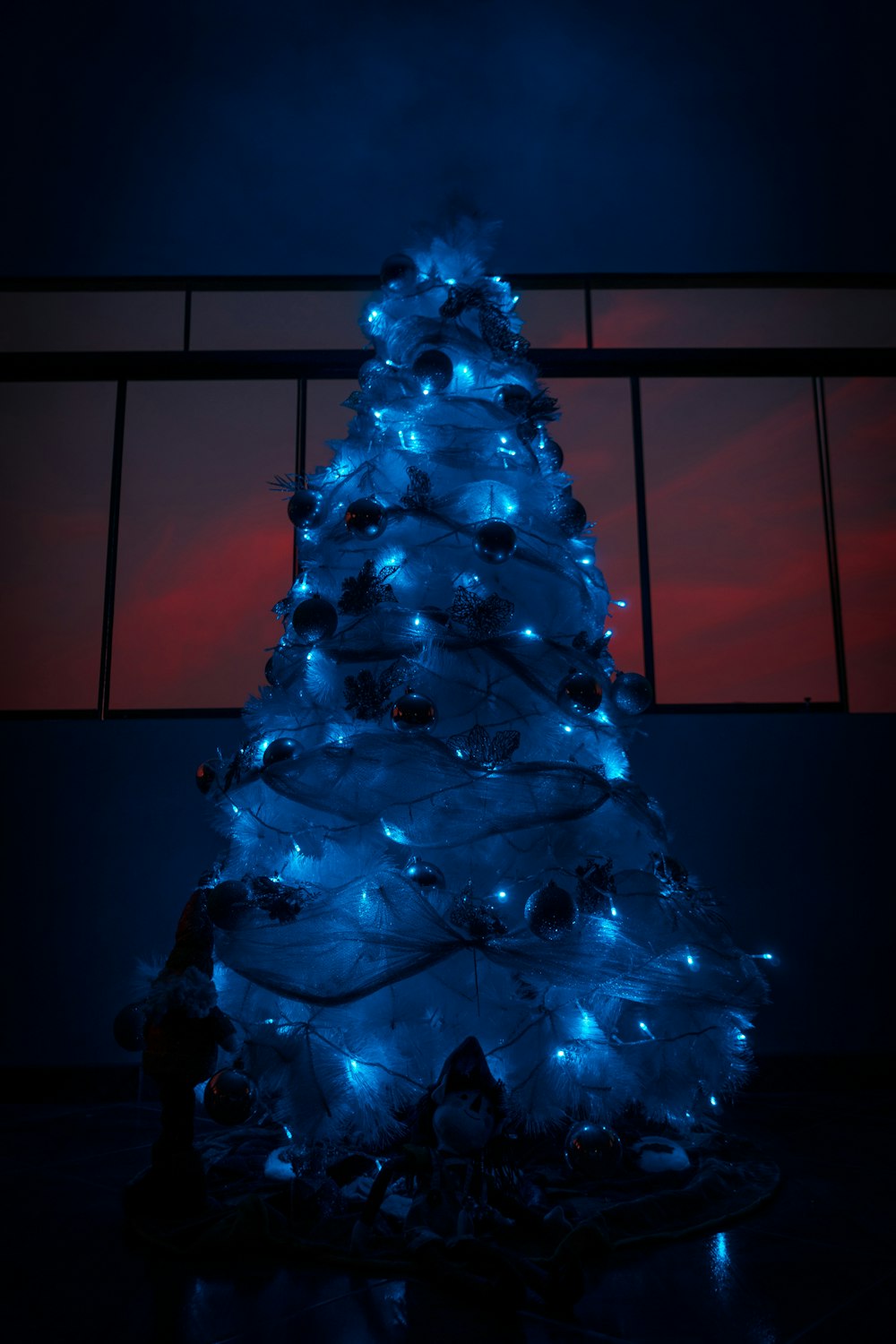 christmas tree in dim light