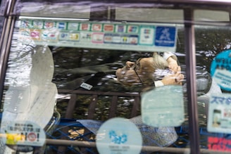 A customer relaxing in the backseat while the driver handles the road.
