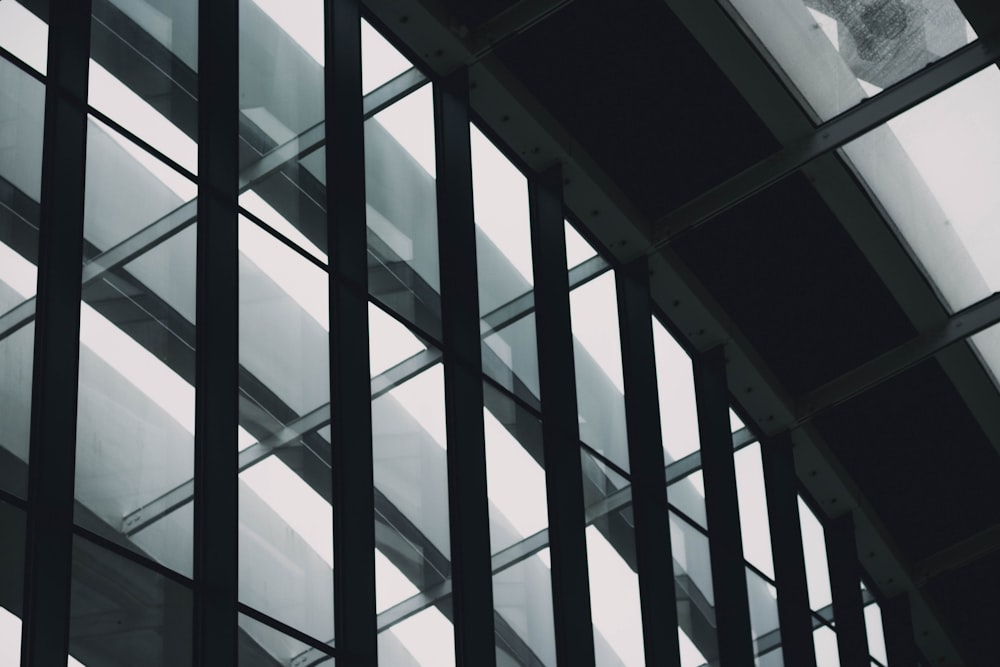 close-up photography of curtain wall building