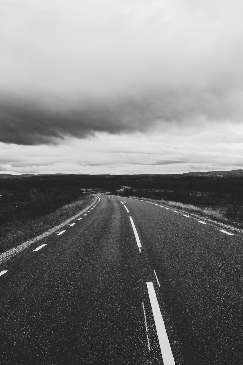 grayscale photography of road