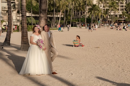 A stunning wedding scene on a beach in the Mexican Caribbean.