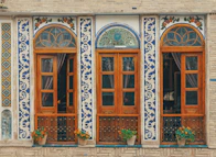 brown wooden framed doors