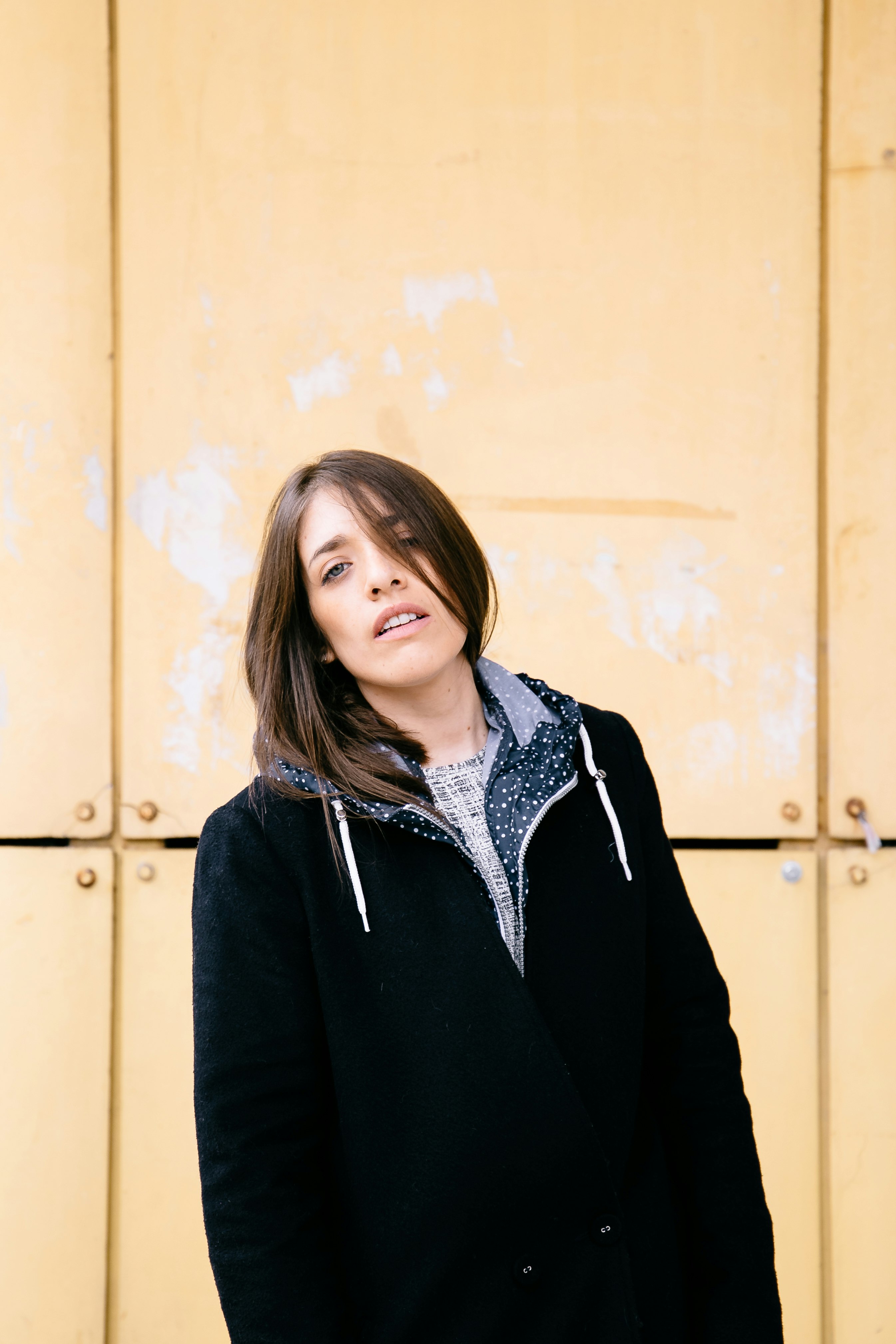 woman wearing black full-zip hoodie