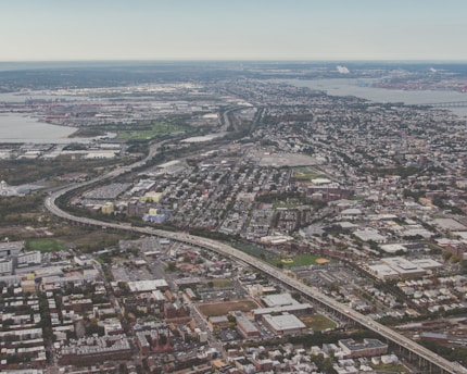 Satellite view of an urban area highlighting community safety zones with digital mapping overlays.