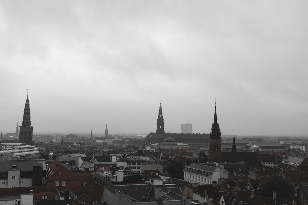 aerial view of city under gray sky