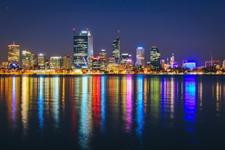 skyline photo of city at night