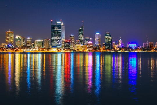 skyline photo of city at night in Perth WA Australia
