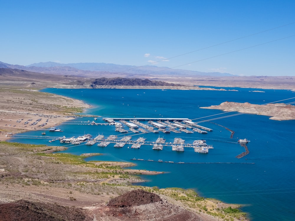 bird's eye view photography of boats near dock