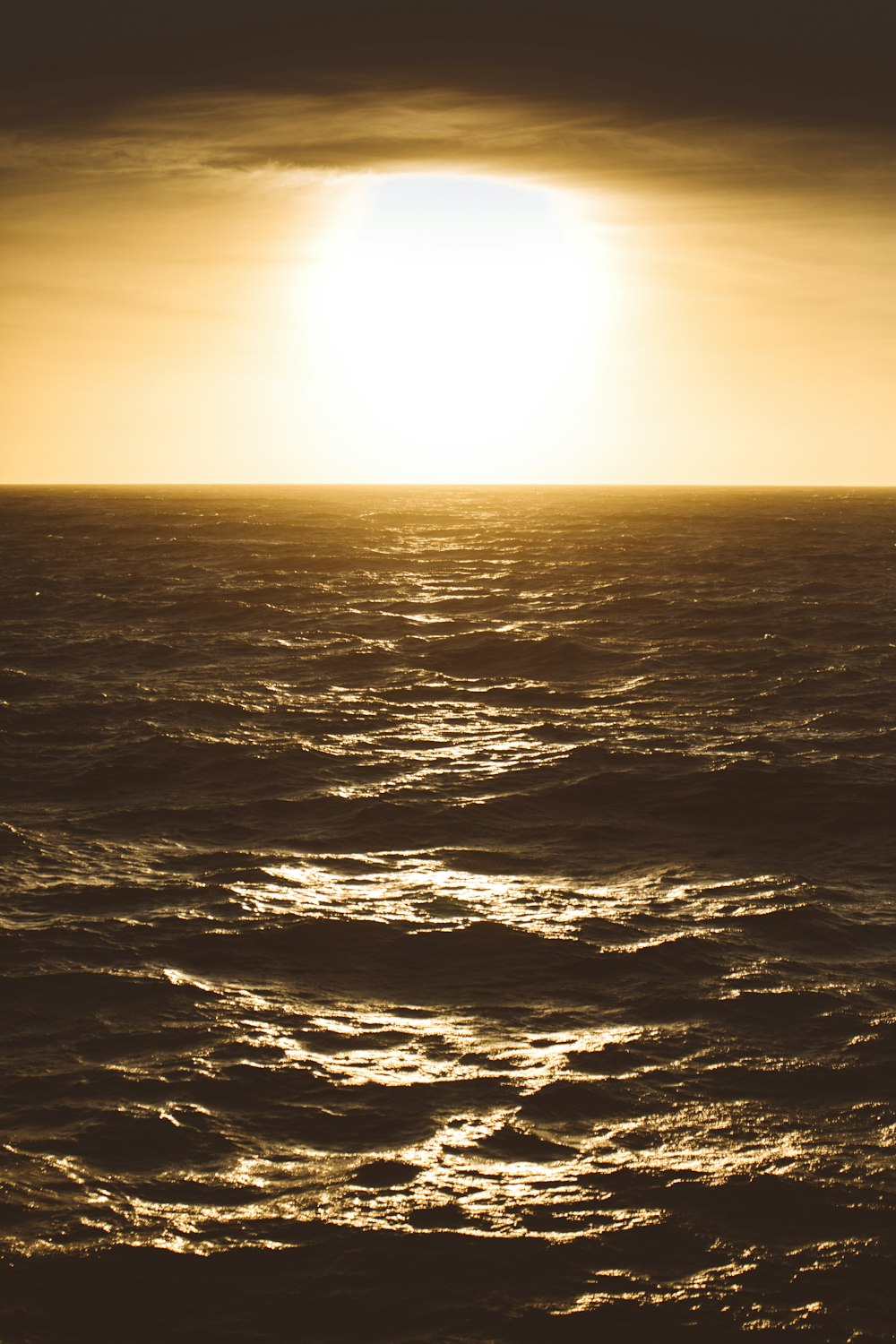 ゴールデンアワーの海の波