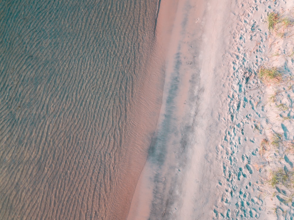 aerial view of white sand beach