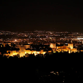 A panoramic view of the City Palace illuminated against the twilight sky, showcasing Udaipur’s royal charm.